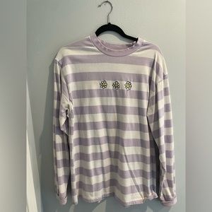 Purple stripe, flower, long sleeve